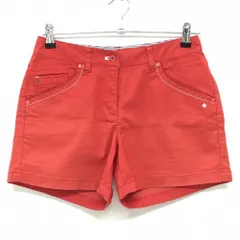 ★SALE価格★マンシングウェア ショートパンツ レッド×ネイビー×白 ストレッチ 後ポケットロゴ レディース 9 ゴルフウェア Munsingwear
