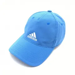 【超美品】アディダス キャップ ブルー×白 ロゴプリント OSFX(57-60cm)フリーサイズ  ゴルフウェア adidas