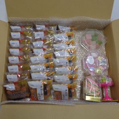 【訳あり※残り2箱】チョコクリームもみじ12P・クリームもみじ12P・花かざりミニフラワー1P・立びなかご1P・こはく糖1P・和風ラムネとこんぺいとう（猫三種）ピンク1P★あわしま堂