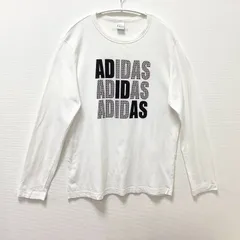 古着　adidas　アディダス　adidas neo　アディダスネオ　長袖Tシャツ　ユニセックス　2Lサイズ　クルーネック　コットン　ホワイト　白