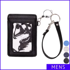 【新品・未使用】 パスケース メンズ レディース 定期入れ カードホルダー IDカードホルダー カードケース 両面カード 収納 ストラップ リールコード 通勤 通学 学生 社員証 クリア シンプル おしゃれ かわいい 即購入可 ブラック 黒 L-572