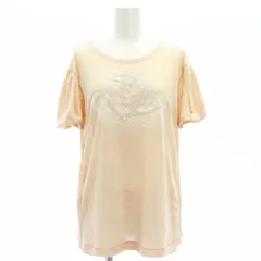 アディダス バイ ステラマッカートニー adidas by Stella McCartney フロッキープリント Tシャツ 半袖 プルオーバー M ベージュ /SY ■OS