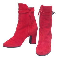 エルメス HERMES サンジェルマン スエード ショートブーツ サイズ36 1/2 レッド