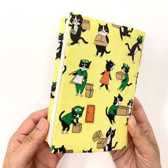 ハンドメイド＊リバーシブル 布ブックカバー 文庫本サイズ（猫柄／2way仕様）B045