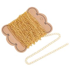 【新着商品】3x4mm ネックレスパーツ ネックレスチェーンのみ 小豆タイプ アズキチェーン リングチェーン 丈夫 10m巻き 耐久性ジュエリー用 クラフト手作り用品 DIY用 PandaHall ハンドメイド アクセサリーパーツ PH 基礎パーツ ゴールド