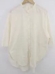 ◇ nano universe スタンドカラー 長袖 膝丈 チュニック ワンピース サイズ38 オフホワイト系 レディース P  【1302160004034】