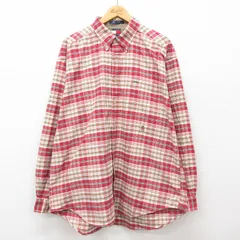 XL/古着 トミーヒルフィガー 長袖 ブランド シャツ メンズ 90s ワンポイントロゴ 大きいサイズ コットン ボタンダウン 赤他 レッド チェッ