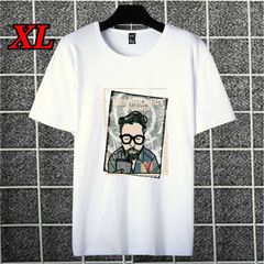 Tシャツ メンズ メガネ ( XL)プリント Tシャツ 部屋着 カジュアル 韓国 半袖