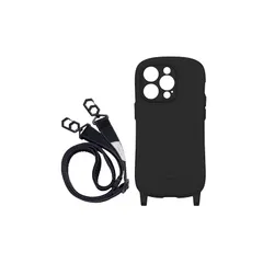 iFace Hang and iPhone 14 Pro ケース シリコンハード/ショルダーストラップ セット (ブラック) 【アイフェイス アイフォン14プロ 用 カバー ショルダー 】