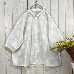 新品 ドットブラウス シャツ コットン オフシロ フリー
