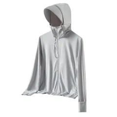 ☆ ライトグレー×メンズ ☆ XLサイズ ☆ パーカー長袖 ラッシュガード UVカット パーカー 長袖 ラッシュガード レディース ファスナー アウター メッシュ 通気性 冷感素材 紫外線対策 指穴 つば サンバイザー 体型カバー 薄手