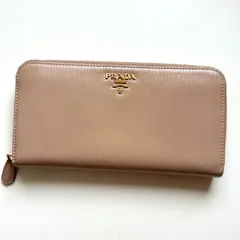 プラダ　PRADA 長財布　サフィアーノレザー　ピンクベージュ　カメオ