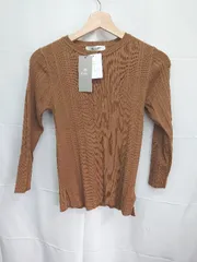 ◇ ◎ ●未使用● ⊆ nano universe ナノユニバース クルーネック 長袖 リブ ニット サイズ38 ブラウン レディース E  【1507010005784】