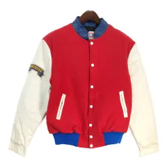 80年代 カナダ製 CHEVRON WEAR ウール スタジアムジャケット カレッジ レッド(メンズ L)中古 古着 U0723