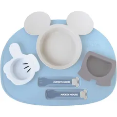 錦化成 ミッキーマウス アイコン ランチプレート ブルー 子供 ベビー 食器 セット かわいい おしゃれ ミッキー ディズニー 電子レンジ・食洗機対応