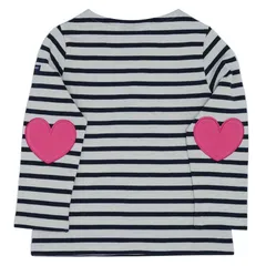 SAINT JAMES セントジェームス キッズ 長袖 Tシャツ ロンT VAUJANY E 9174 ストライプ エルボーハート 長袖Tシャツ ボーダー 女の子 男の子 【ネコポス配送】【ポスト投函】 Ecru Marine Rose Fluo 6A