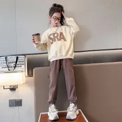 ☆ ブラウン ☆ 140cm ☆ キッズ 上下セット 服 キッズ 上下セット 女の子 長袖 ルームウェア 部屋着 トレーナ ルームウエア キッズウェア パンツ セットアップ 子供服 子ども服 こども服 子供 子ども こども 上下 セット ガールズ カジュアル