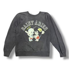 参考上代55000円 SAINT MICHAEL 23AW  ×Aries ARS_CRW SWT/ST ARIES クルーネックスウェット トレーナー アリーズ セントマイケル コラボ SM-A23-0000-C01 ネイビー L 90486A5