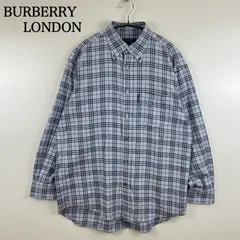 BURBERRY LONDON 00s JAPAN made blue nova L/S BD shirts L バーバリー チェック ボタンダウン 長袖シャツ 三陽商会 ノバチェック 青 平成