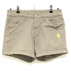 【美品】パーリーゲイツ ショートパンツ グレージュ ロゴイエロー レディース 1(M) ゴルフウェア PEARLY GATES