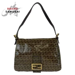 美品 FENDI フェンディ ズッキーノ ズッカ マンマバケット ブラウン ゴールド金具 コーティングキャンバス/レザー ショルダーバッグ 407872【中古】
