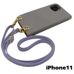 【新品未使用】iPhone11 アイフォン11 ストラップ付 手帳型スマホ ケース ショルダー (カバー色アッシュグレー、ストラップ色アッシュラベンダー) カード収納 くすみカラー zflip51-strap24-iphone11-asgy-asla