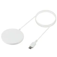 エレコム ワイヤレス充電器 7.5W マグネット内蔵 卓上 ケーブル一体型 iPhone Airpods 1m ホワイト W-MA02WH
