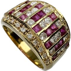 11.5号 ルビー 1.00ct ダイヤモンド 0.73ct リング・指輪 K18ゴールド 18金  8.1g レディース 【中古】【真子質店】【NN】