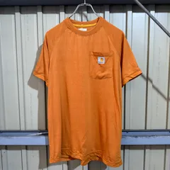 417 carhartt 半袖 ポケットTシャツ M オレンジオークル カーハート ワーク フォースコットン 古着卸 アメリカ仕入