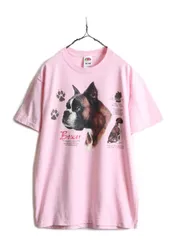 【お得なクーポン配布中!】 90s 00s アニマル ボクサー 犬 プリント Tシャツ M ピンク イラスト