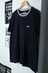 （ L ー XL ） Tommy Hilfiger(トミーヒルフィガー) 半袖 Tシャツ ネイビー オールドスクール- 13CC0