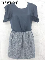 ◇ KBF アーバンリサーチ 切り替え ウエストゴム 半袖 ミニ ワンピース サイズONE ネイビー レディース 【中古】 【1002802468940】