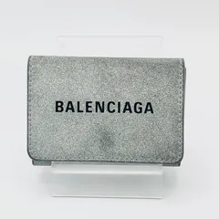 バレンシアガ　三つ折り財布　グリッター　コンパクト　シルバー　ラメ BALENCIAGA バレンシアガ シルバーグリッター コンパクト
