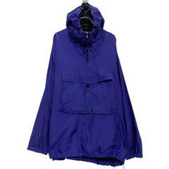 ナイロンジャケット L ブルー パープル ハーフジップ アノラックパーカー ドローコード アウター 薄手 古着卸 アメリカ仕入 a612-5073