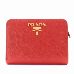 プラダ PRADA サフィアーノ 二つ折り財布 小銭入れあり レザー 赤 レッド /AN18 ■OH