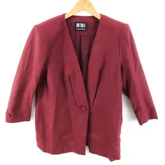 ハナエモリ ブティック ノーカラージャケット コート アウター レディース ﾌﾘｰサイズ レッド系 HANAE MORI 森英恵 【中古】のサムネイル