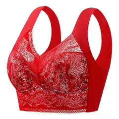 ノンワイヤーブラ シームレス ナイトブラ レディース 昼夜両用 締め付けない 軽量 レース 花柄 大きいサイズ 黒 赤 緑 水色 M-5L as-004