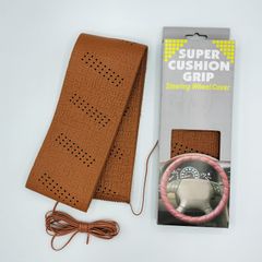 【ブラウン】スポーツグリップ SUPER  CUSHION GRIP 3mm ハンドルカバー  裁縫不要 巻き付けタイプ ステアリングカバー ムーンアイズ lace on USDM アメ車