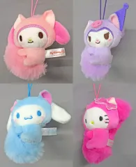 【中古】ぬいぐるみマスコット・ぬいぐるみバッジ 全4種セット 平成ふわふわ尻尾マスコット 「サンリオキャラクターズ」
