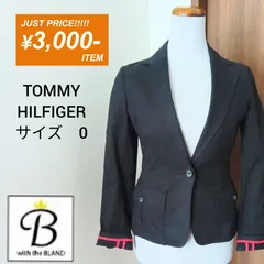 TOMMY HILFIGER トミーヒルフィガー　長袖シングルジャケット　ブレザー　ブラック　裏地レッドパイピング　サイズ0 ワンボタン　袖ボタン【with B】
