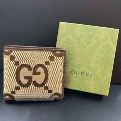 新品 未使用 グッチ ジャンボGG キャンバスウォレット 折財布 ブラウン