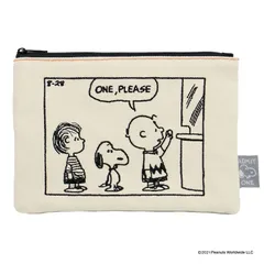  スヌーピー フラットポーチ マルチポーチ 刺繍コミック チケット PEANUTS キャラクター 