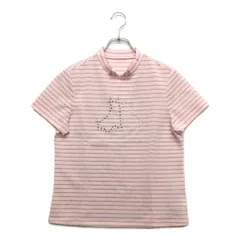 中古 レディース ブラック＆ホワイト BLACK&WHITE 半袖シャツ L ピンク×グレー 襟付き ボーダー