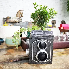 プランター レトロ風 カメラ風 樹脂 植木鉢 ブラウン ブラック 鉢植え ガーデニング 雑貨 ガーデン雑貨 ガーデンインテリア ガーデン インテリア 庭の装飾 お洒落 おしゃれ 8-14