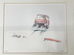 ●高橋唯美 Tadami ミニクーパー mini リトグラフ サイン有 エディションナンバー90/130 額縁付き インテリア 雑貨 アート イラスト(他140)