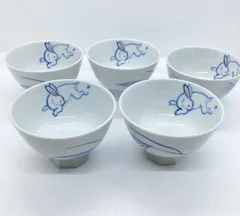【新品】九谷焼　眉石窯　兎　煎茶揃　お茶　お茶セット　湯呑　湯呑茶碗　食器　食器セット　和食器　うさぎ