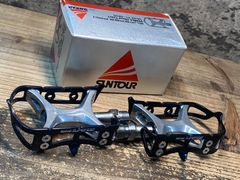 JE103 サンツアー SUNTOUR SUPERBE PRO PL-SB00 フラットペダル ブラック シルバー チタンシャフト