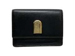 FURLA (フルラ) コンパクト ウォレット 三つ折り ミニ財布 レザー ゴールド ロゴ ブラック レディース/036