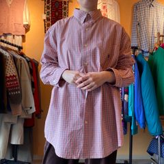 CHAPS 赤チェック　オーバーサイズシャツ