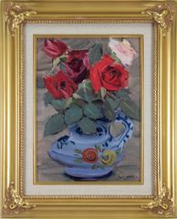 大津通臣「ばら」 油絵・油彩画 絵画 - メルカリ